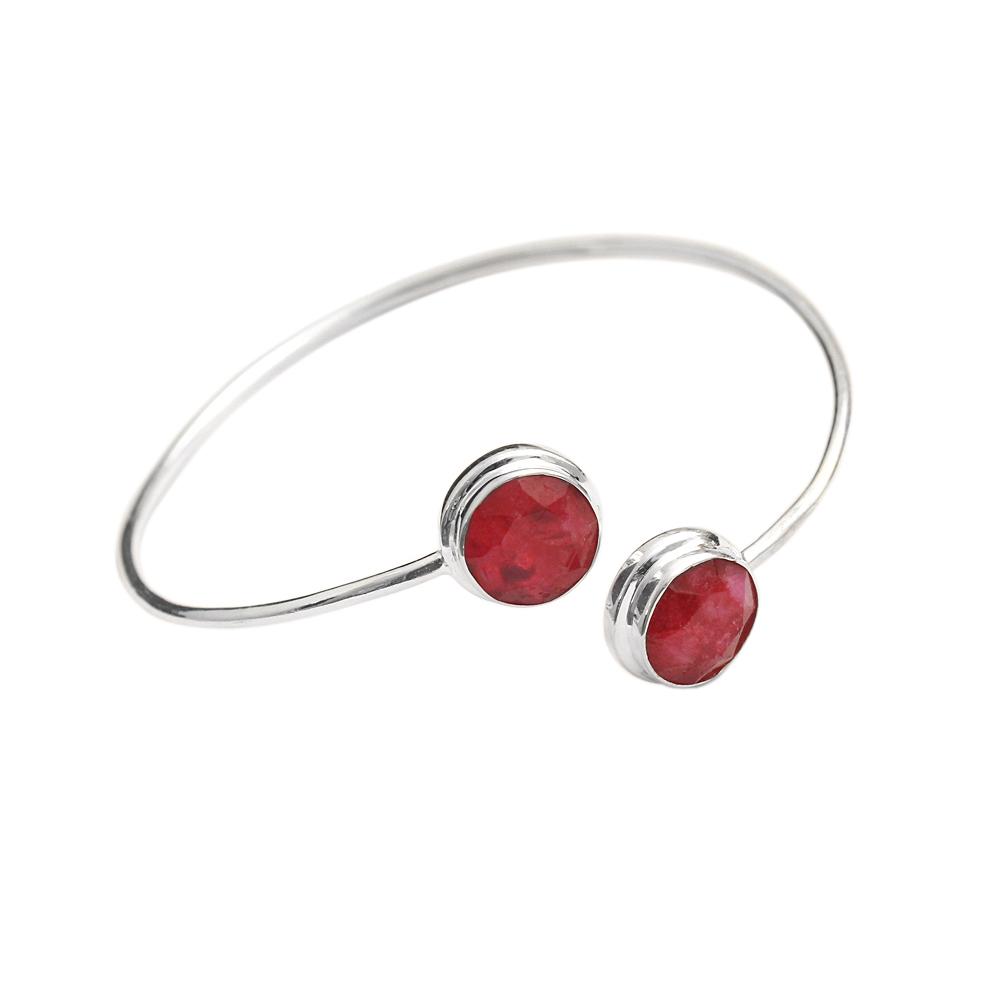 Ruby Cuff Bangle Bracelet Pure 925 Sterling Silver Handmade Jewelry