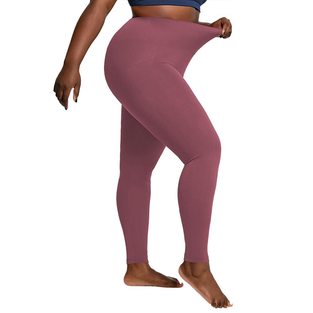Двусторонние карманные брюки для йоги больших размеров 1XL-5XL с высокой посадкой, спортивные леггинсы больших размеров