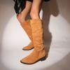 Fashion Hot Sale Ladies Shoes Slip-on Women's Boots Fashion Pleated Modern Boots Women New Round Toe Mid-Calf Shoes Female Zapatos Mujer
