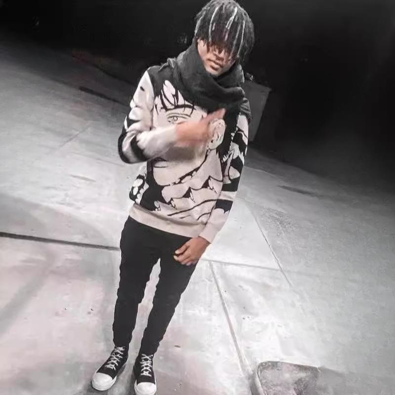 Европейский и американский свитер с круглым вырезом в стиле осени и зимы Y2K Street с рисунком из мультфильмов, свободный свитер с длинными рукавами для мужчин и женщин