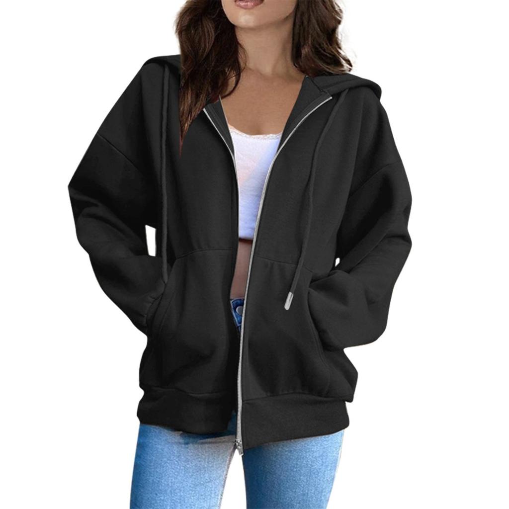Women's Hooded Jacket, Regular Version Long Sleeved Jacket with Drawstring Cap, Casual Wear, Durable Fabric, High-quality Jacket, Office Wear
