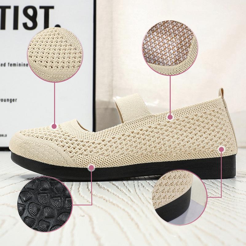 Женские однотонные вязаные дышащие легкие туфли Мэри без шнуровки на плоской подошве, удобные туфли на мягкой подошве на каждый день