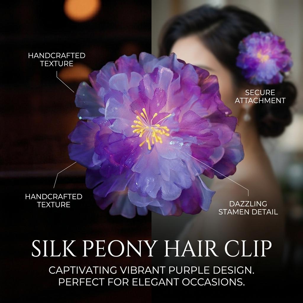 Gradient Flower Hair Clip Pair for Hanfu and Daily Use with Organza Petals and Alloy Base