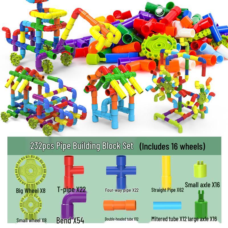 Interlocking Water Pipe Building Blocks: Early Education Puzzle Toys for Kids