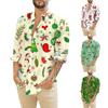 Мужские рождественские рубашки с длинным рукавом и цветочным принтом, топы на пуговицах, забавная милая классическая рубашка с рисунком