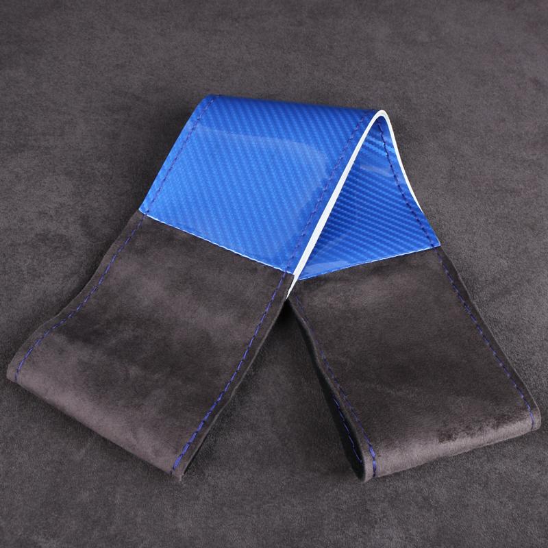 DIY Carbon Fiber Suede Universal Auto Steering Wheel Cover Anti-Slip Sweat-Absorbing Comfort Grip 37-38.5cm Car Interior Decor