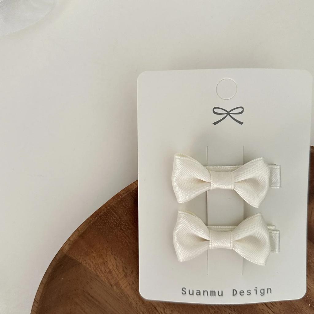 2 шт./комплект, детская корейская мода, принцесса, бант, заколка для волос, простые, белого и черного цвета, заколки для детей, милый головной убор с зажимом BB