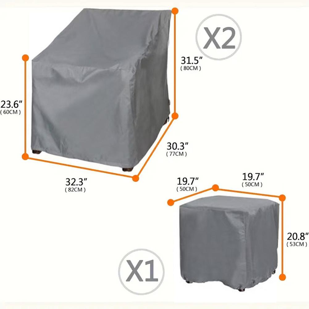 Outdoor Patio Furniture Covers Set Made of 210D Oxford Waterproof Material for Sofa Two Chairs and Coffee Table