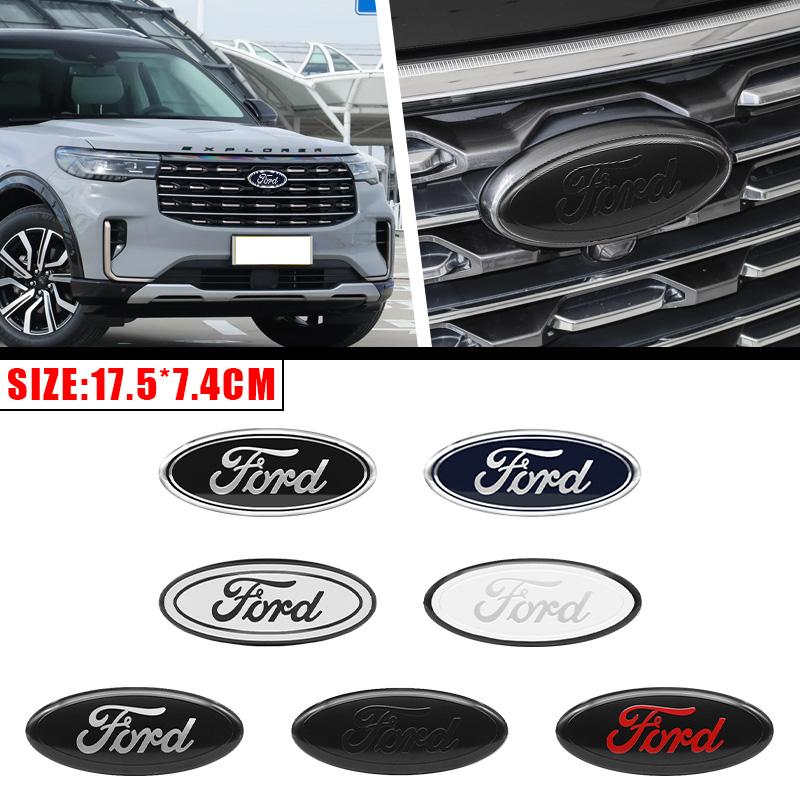 LLC3 Car Front Grille Emblem Rear Trunk Logo Badge For Ford Fiesta Focus 2 3 Mondeo Edge Ranger Fusion Kuga S-MAX Transit Accessories