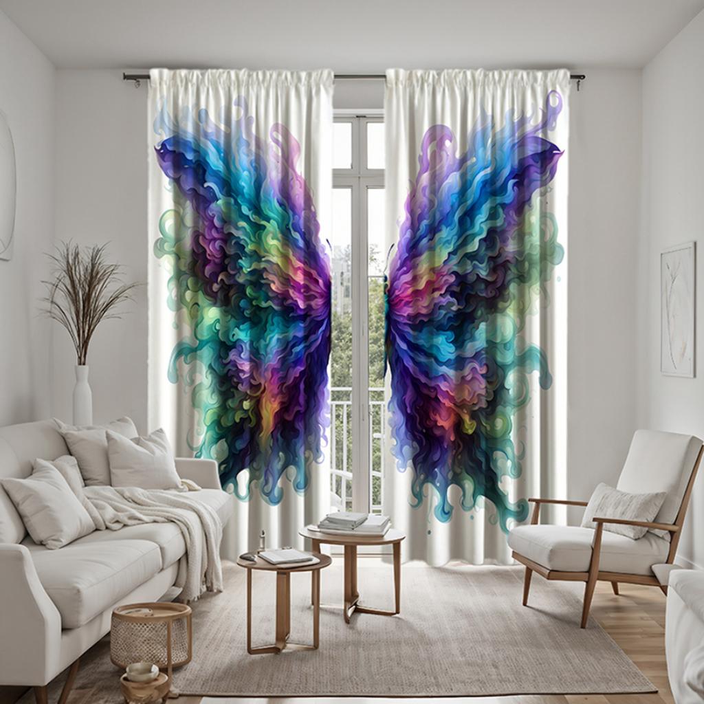 2 шт. HD Многоцветные цветы бабочки декоративные занавески Цветовая система цифровая печать занавески Стиль украшения дома Украшение