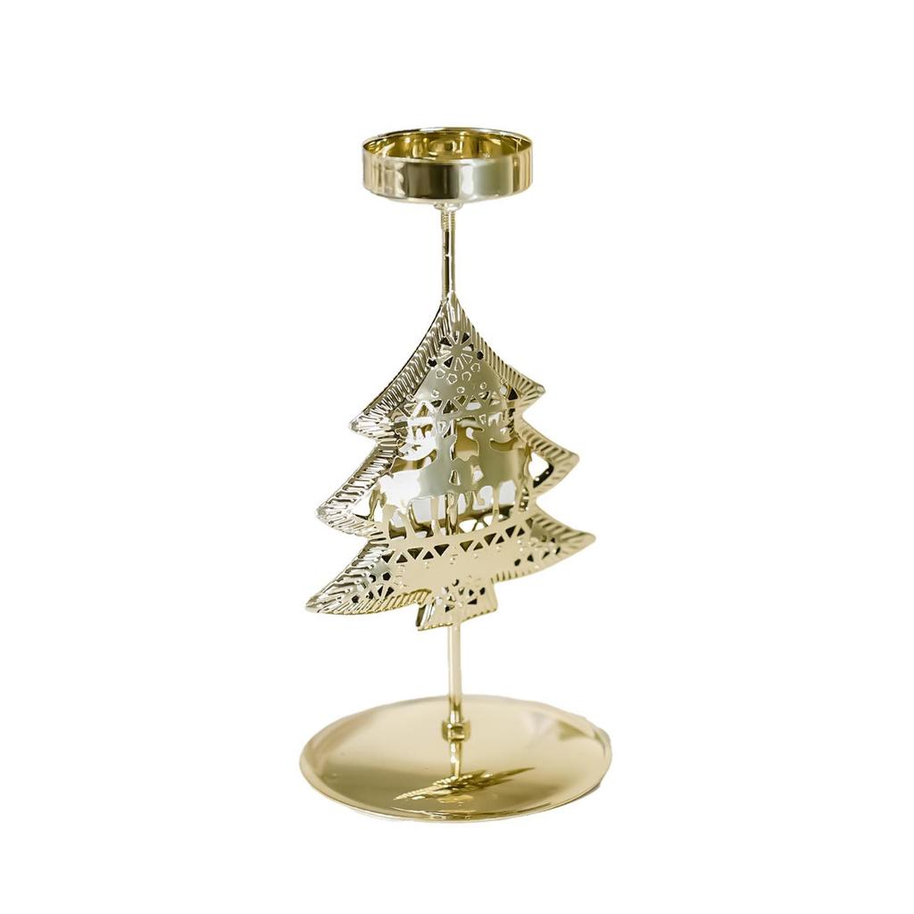 Christmas Candle Holder, Golden Iron Desktop Candle Holder Decoration, Holiday Table Center, Suitable For Party Decoration