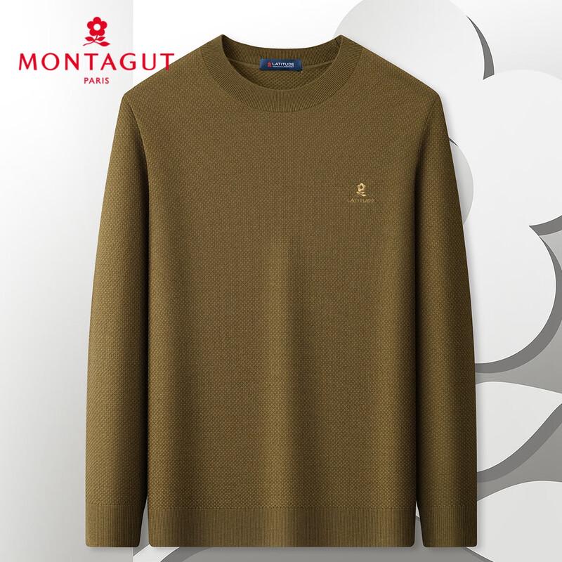 MONTAGUT Men's Crew Neck Wool Blend Sweater