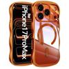 Роскошный магнитный чехол с гальваническим покрытием для iPhone 17 16 15 14 13 Pro Max Air Простой волновой дизайн Волнистая рамка Прозрачная мягкая накладка