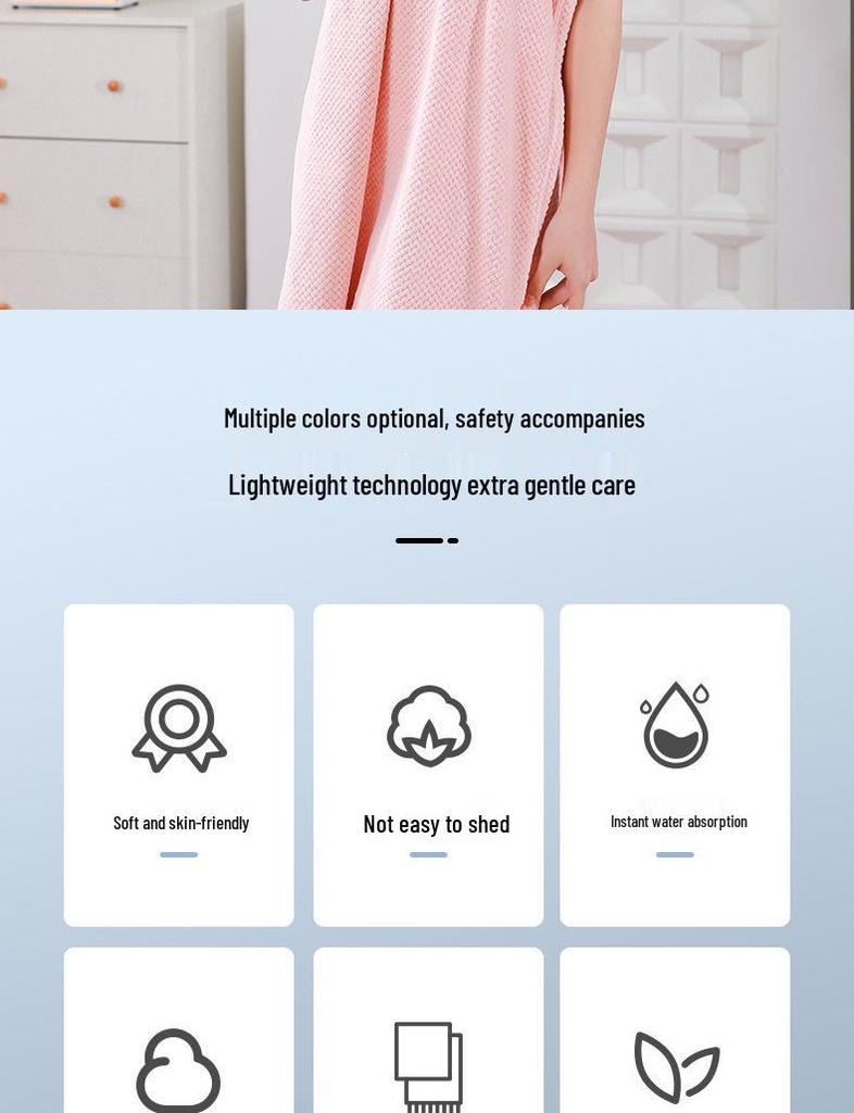 Женский махровый халат без бретелей, быстросохнущий: Впитывающее, Идеально для салонов, Нехлопковое банное полотенце-платье.