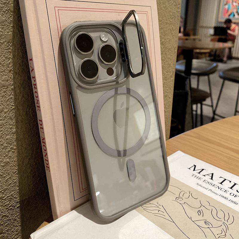 Матовый чехол для телефона для iPhone 17 16 15 14 13 12 11 Pro Max Plus Air для Magsafe Прозрачный магнитный держатель Защитная крышка для объектива