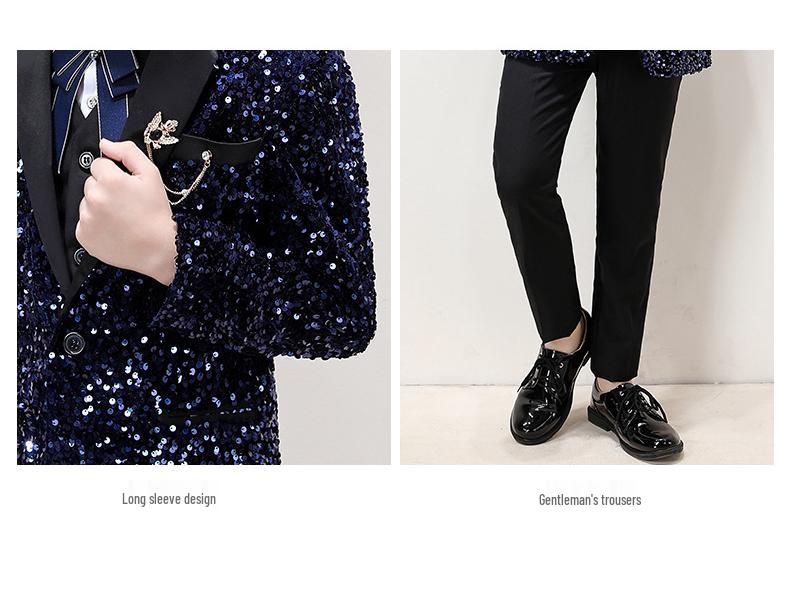 Красивый мальчишеский смокинг: Комплект с пайетками для выступлений и подиумов