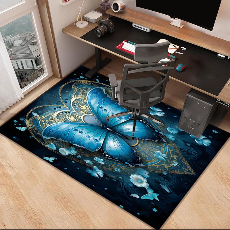 Purple Butterfly Garden Office Rug Chair Mat, Entryway Carpet, Suitable for Front Door, Bedroom, Living Room, Desk, Holiday Gift
