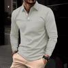 Classic Men'S Simple Solid Color Lapel Polo Shirts Spring Autumn Business Leisure Outdoor Travel Friends Party Long Sleeve Tops