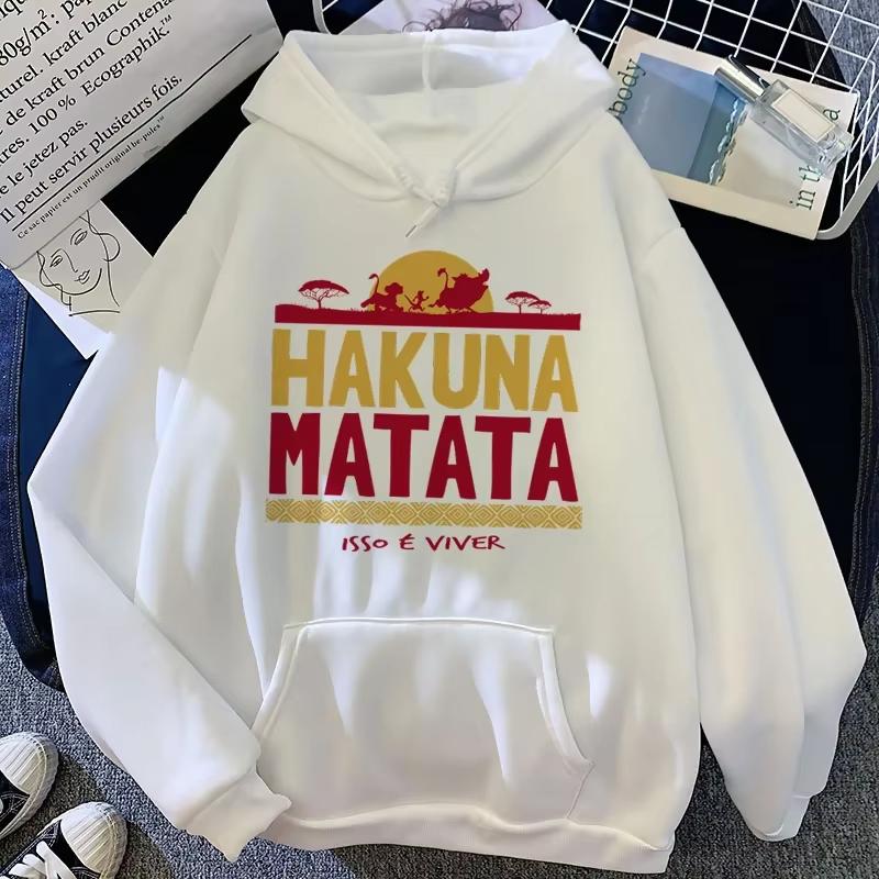 Hakuna Matata Funny Cartoon Simba Cute Anime Hoodie Women Harajuku Lion King Kawaii Manga Sweatshirt Graphic Hoodie Men
