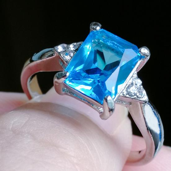 Кольцо Квадратный Горный Хрусталь Блестящий Долговечный Гипоаллергенный Украшение Износостойкий Искусственный Радуга