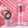Glass Tea Infuser Bottle 420ml Leakproof Tea Brewer Double Wall Insulation Portable Tea Maker for Loose Leaf And Fruit Infusion