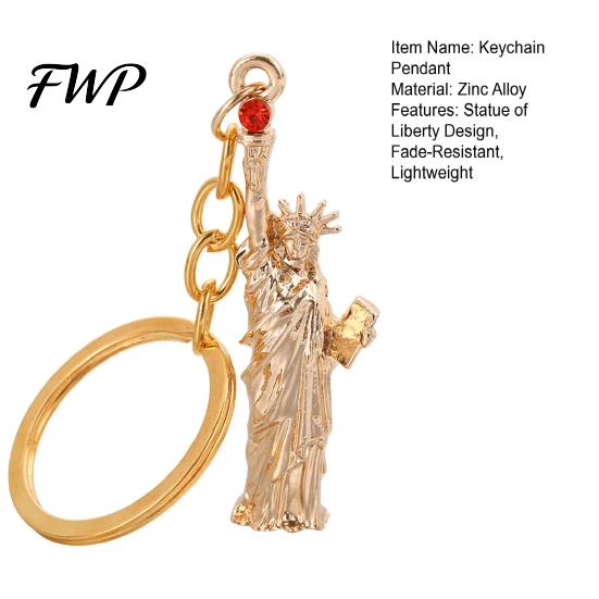 Scratch-resistant Keychain Pendant Statue of Liberty Design Lightweight Zinc Alloy Golden Charm with Lobster Clasp New York Landmark Accessory