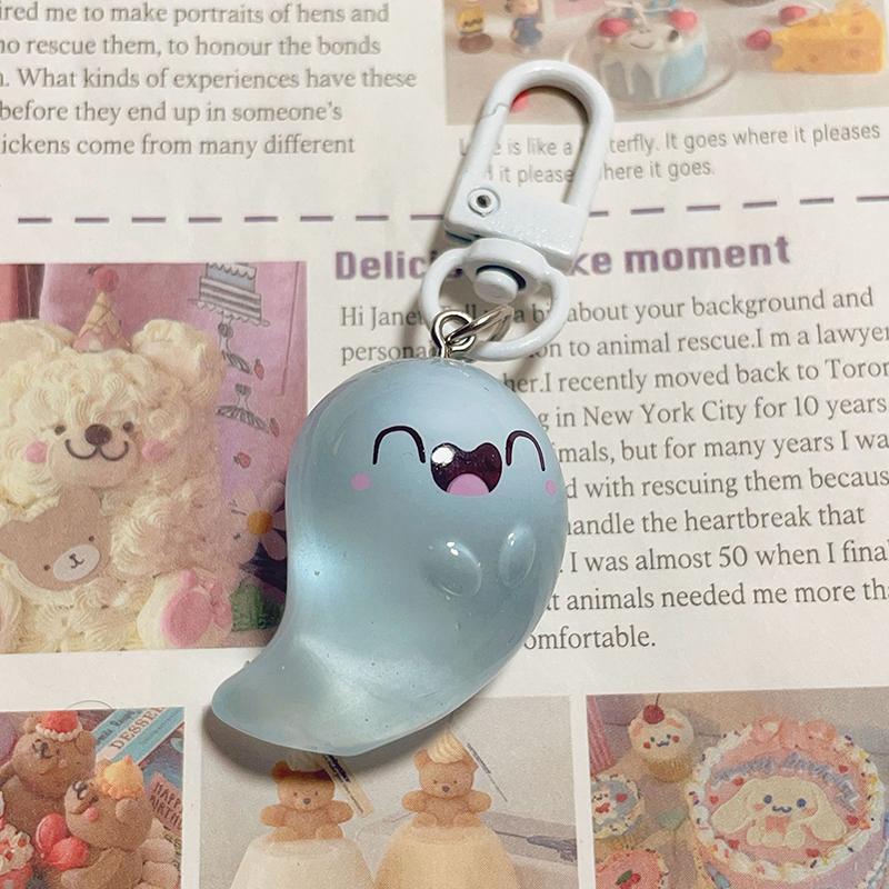 Halloween Jelly Ghost Keychain 3D Cartoon Glow-In-The-Dark Elf Pendant Holiday Gift