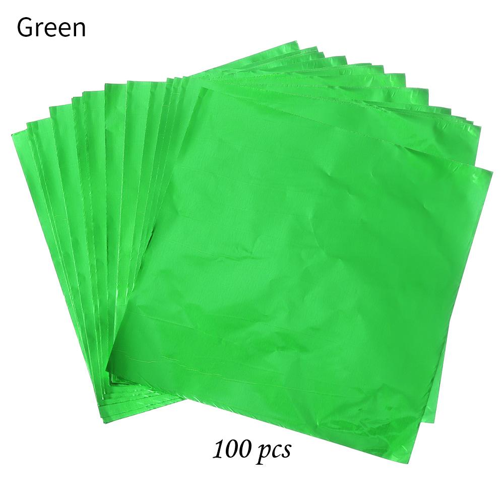 100pcs 10x10cm Aluminum Foil Candy Chocolate Biscuits Tin Wrapping Paper DIY Metal Embossing Gift Craft Paper Packaging Paper
