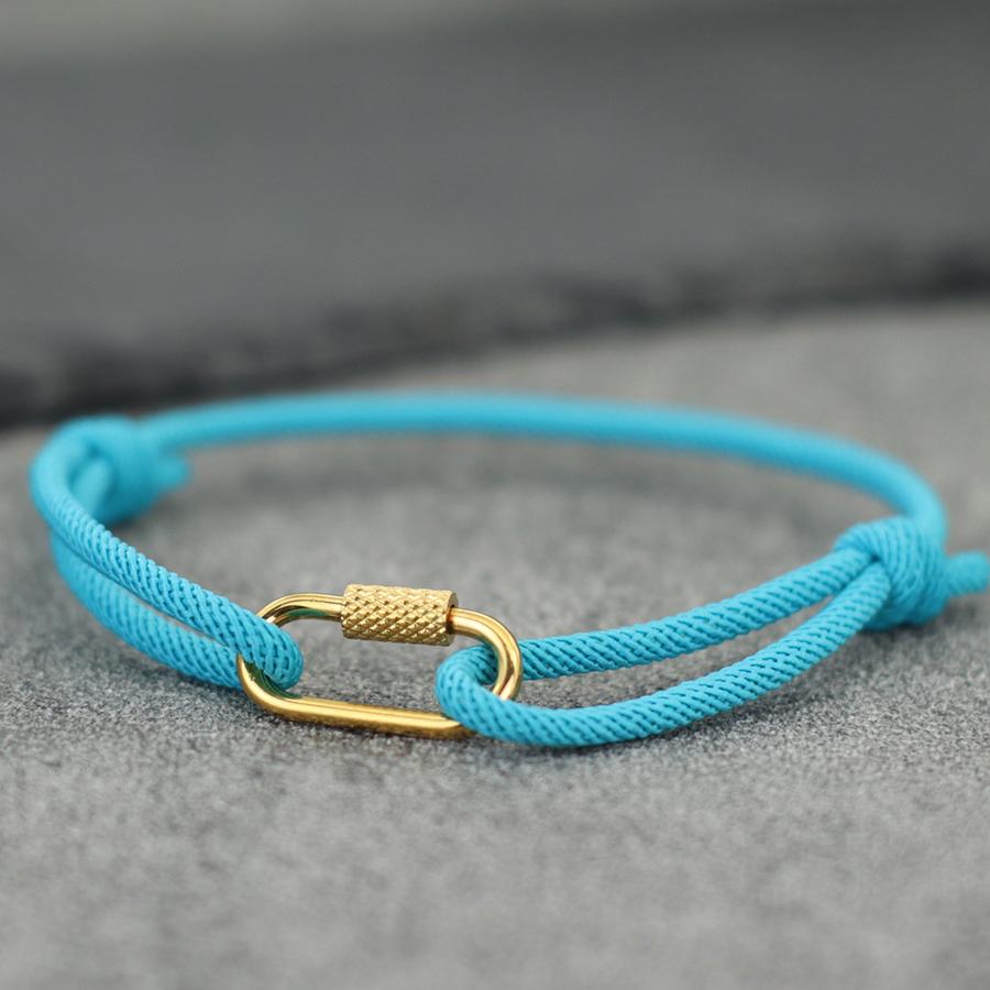 Fashion Men String Bracelet Gold Color Stainless Steel Mountaineering Buckle Outdoor Rescue Cord Chain Braslet Pulseria Hombre