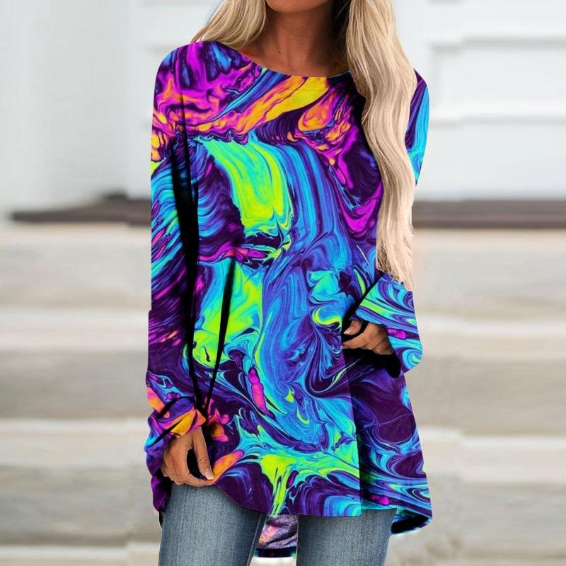 GMXIA Women's Fashion Casual Summer Long Sleeve O-Neck Blouses & Shirts