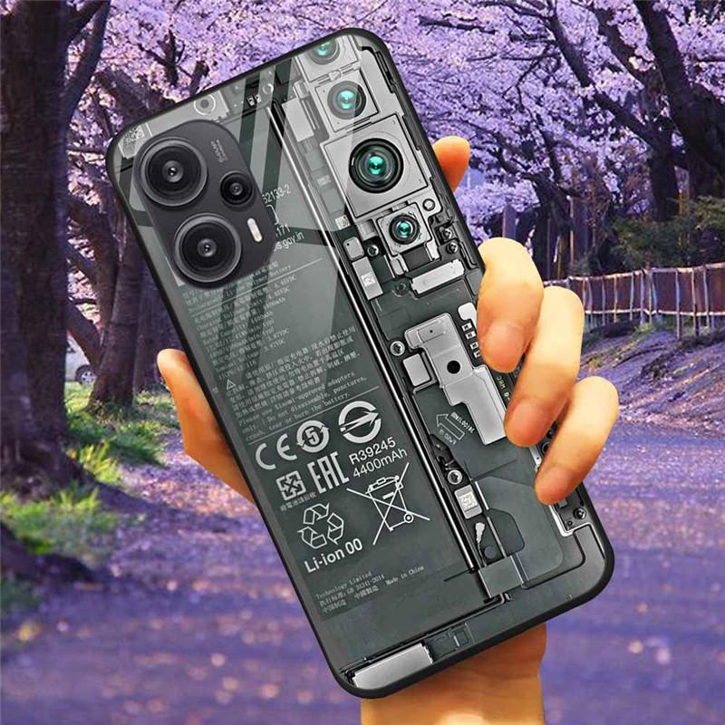 Для Xiaomi Poco F5 5G / F5Pro Чехол Закаленное Стекло Озеро Луна Жесткая Защитная Крышка для POCO F5 Pro Capas Funda на PocoF5 Роскошный Coque