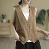 Loose Waistcoat Lady Outerwear Single Row Buckle Cardigan Vest Women Coat Solid Color Short Sleeveless Female Jacket