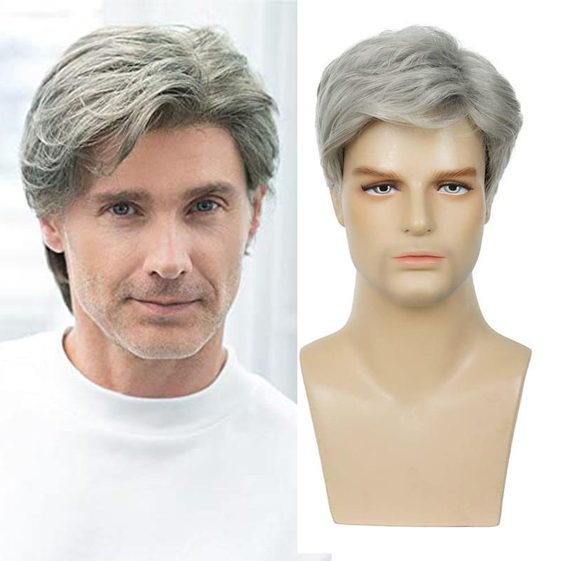 Men's Gray Handsome Fluffy Short Hair