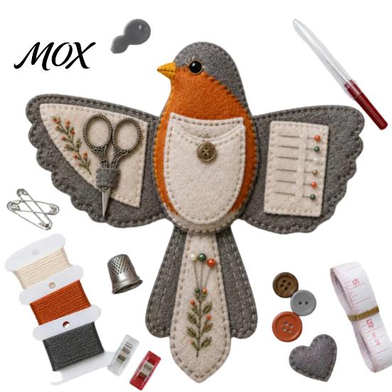 Handmade Sewing Tool Holder Bird Shaped Felt Organizer DIY Kit, Portable Decorative Crafts Pouch Gift for Enthusiasts with Scissor Slot And