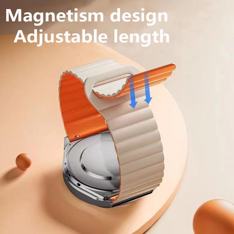 Силиконовый ремешок с магнитной петлей для Samsung Galaxy watch 6 5 pro 4 Classic active 2-звенный браслет huawei GT 2-2e 3-4 ремешок 20 мм 22 мм