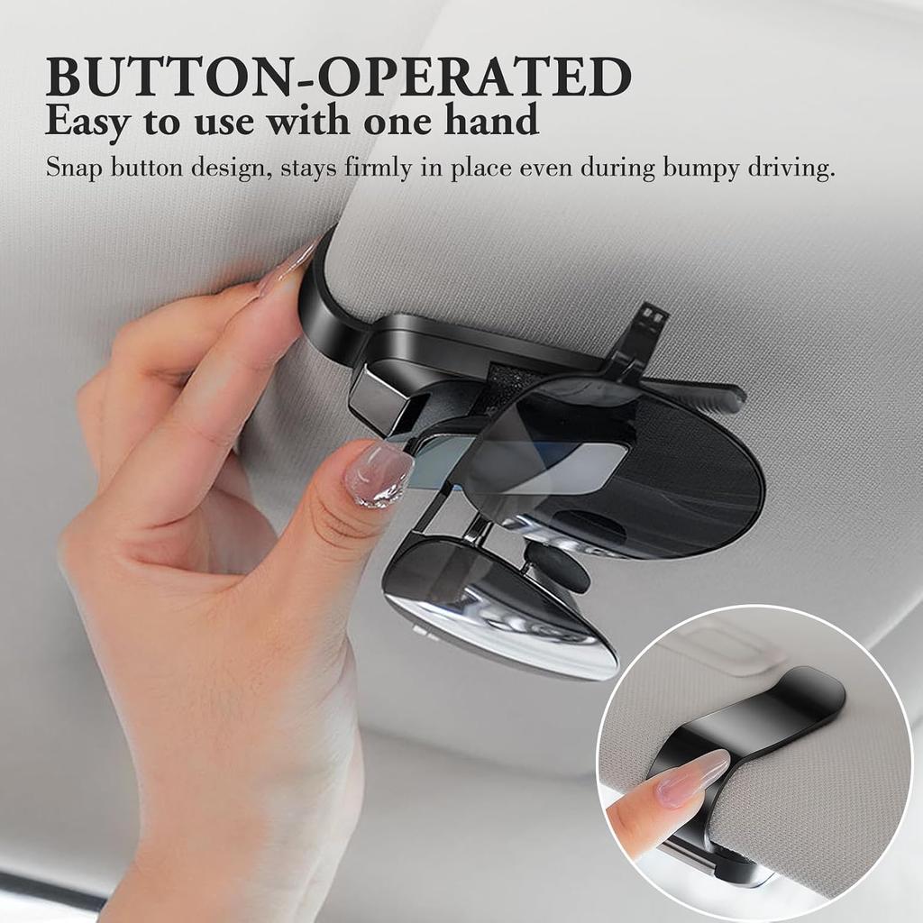 Sunglass Holderfor Car Visor Cip. Push-Button Opening Car Sunglass Holder, Visor Sunglasses Holder Cip. Fits Cars, Trucks. SUVs and More (Black)