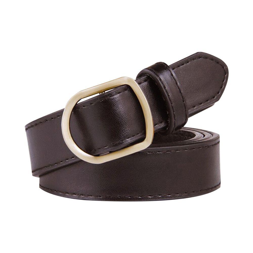 Мода Ретро Винтаж Кожаный Ремень Тонкий Пояс Брючный Ремень Платье Ремни Пряжка без отверстий Пояс