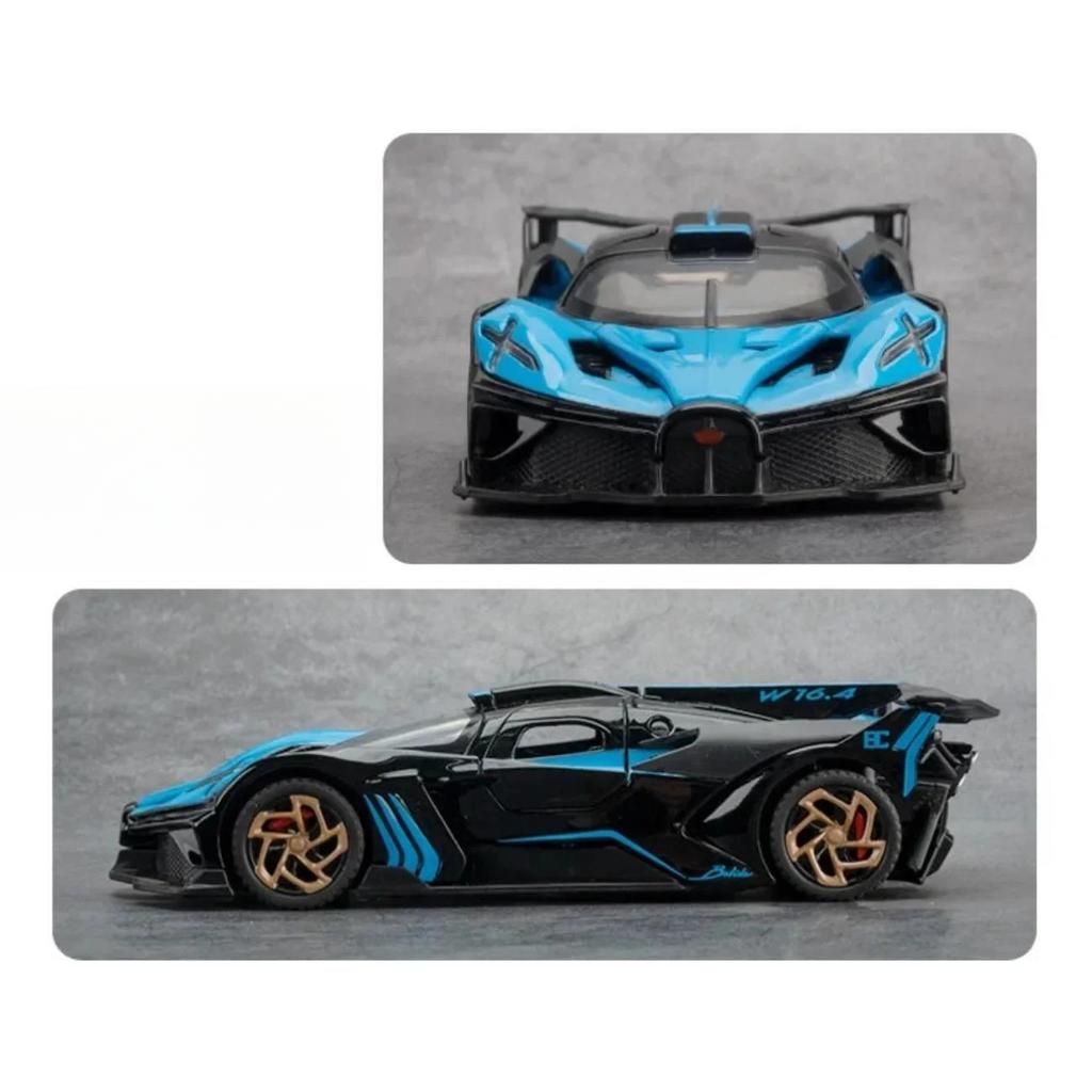 1/32 Bugatti Bolide Alloy Sport Car Model Toys Simulation Diecasts Metal Vehicle with Sound Light Pull Back Decoration Boy Gifts