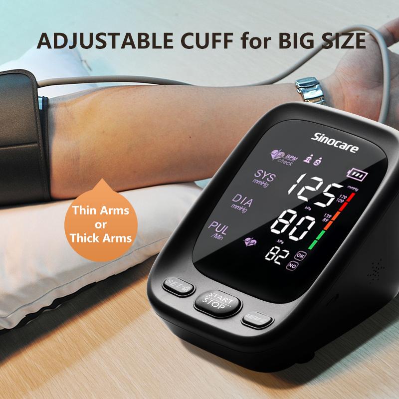 Sinocare New Tonometer Automatic Upper Arm Blood Pressure Machine BP Machine Cuffs with Pulse Rate Monitoring