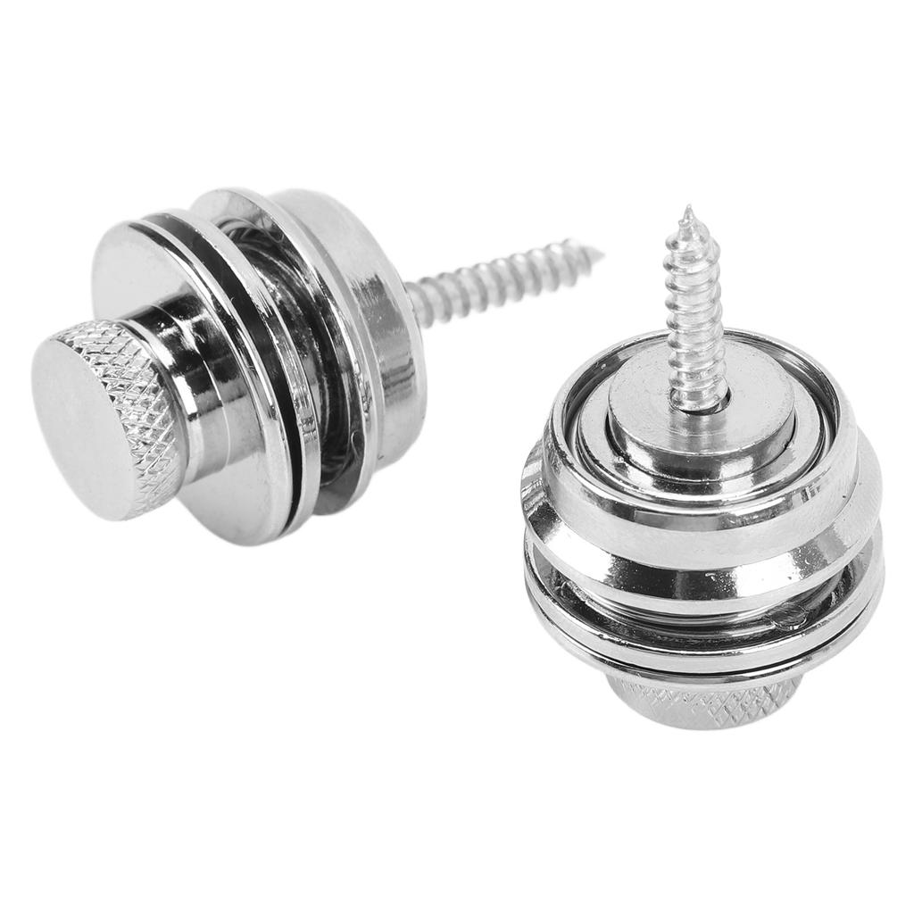 2Pcs Guitar Strap Locks Security Buttons Heavy Duty Metal Flat Round Head Non Slip Fall Resistant