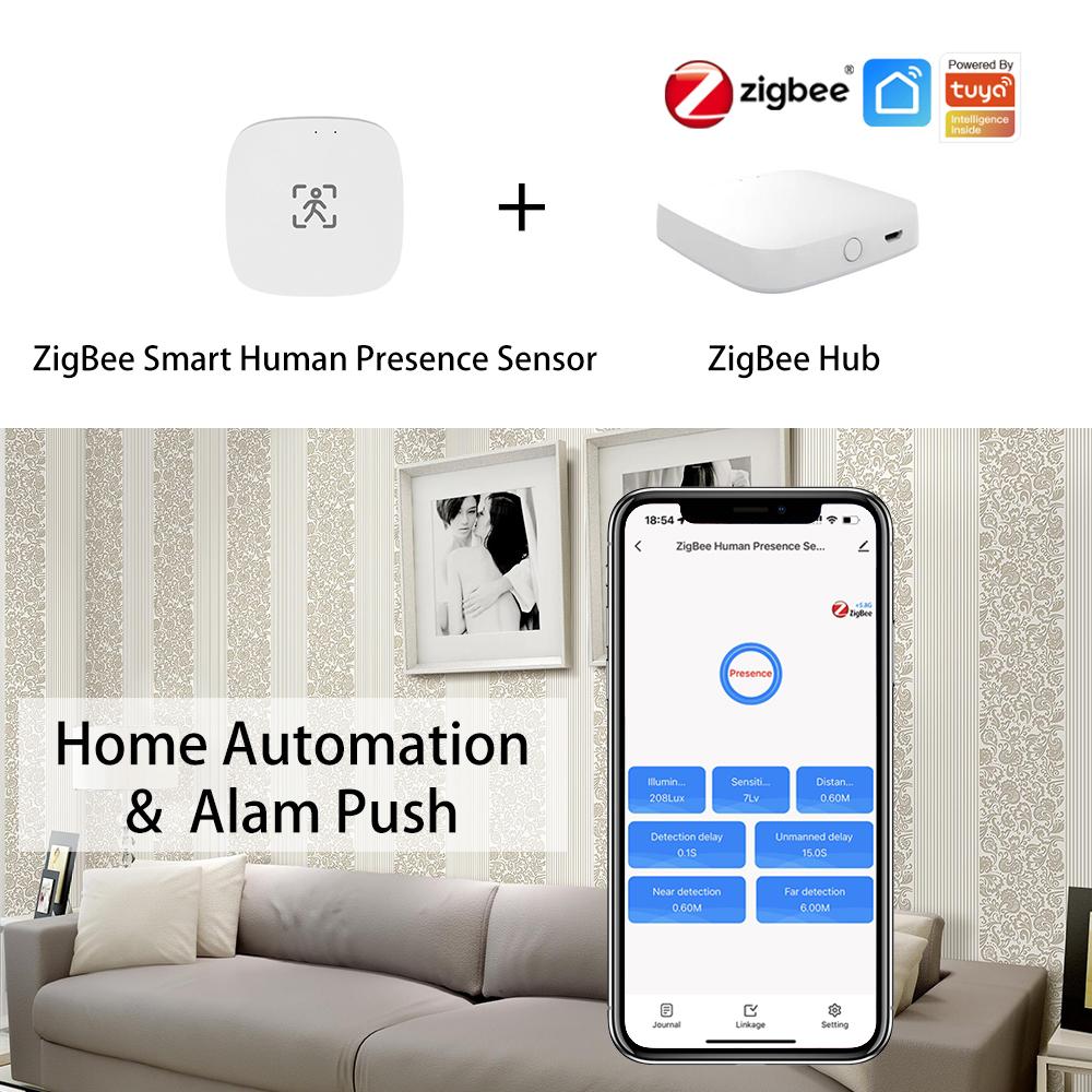 ZigBee Wifi MmWave Датчик присутствия и движения человека С обнаружением освещенности/расстояния 5/110/220В Tuya Smart Life Домашняя автоматизация Форсунки 6