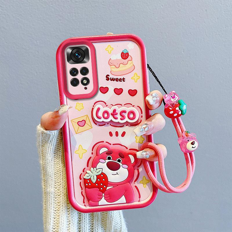 KEYSION Противоударный чехол для Redmi Note 11 Pro 5G 11S со шнурком, силиконовый милый 3D-чехол для телефона с мультяшной куклой для Redmi Note 11 Pro+ 5G