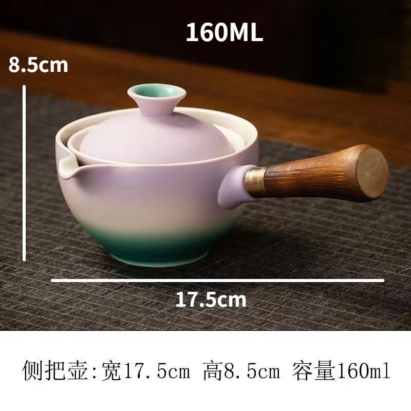 Lazy Tea Brewing Set Home Japanese One Pot Four Cups Tea Tray Portable Travel Tea Set Ceramic Rotating Side Handle Pot