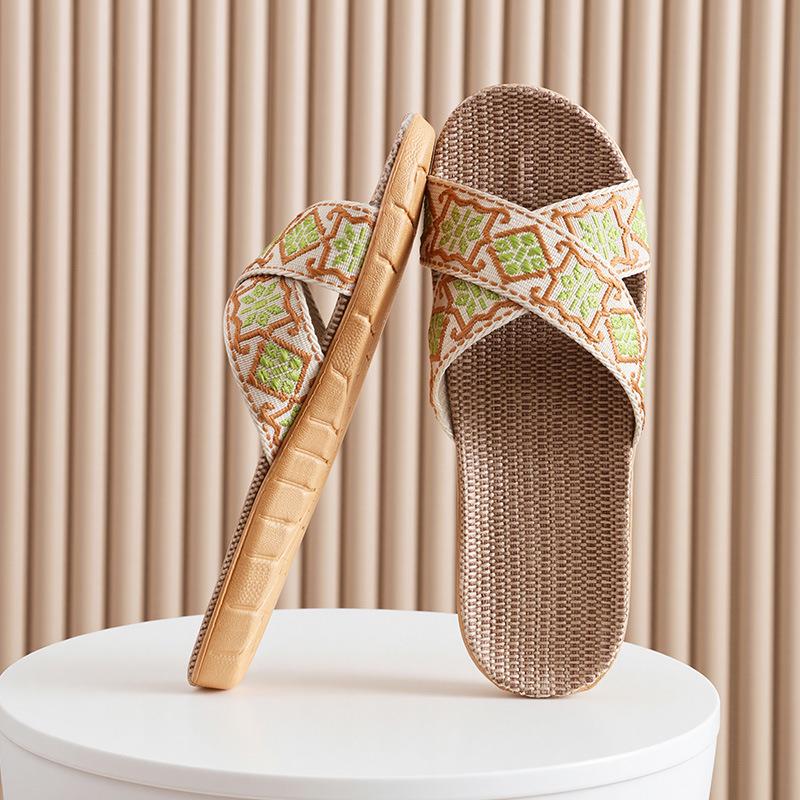 FL Four Seasons Women's Linen Deodorant Anti-slip Indoor/Outdoor Silent Slippers