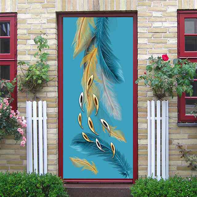 Картина маслом, наклейки на дверь, цветок, простые абстрактные линии, бамбуковые обои на холодильник для гостиной, домашний декор, художественная наклейка для спальни