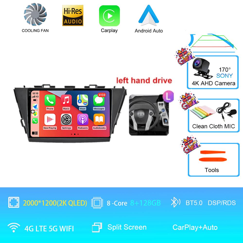 9-дюймовый Android 14 автомобильный радиоприемник для Toyota Prius V Plus Alpha 2012 2013 2014 2015 стереоплеер GPS навигация Carplay Auto LHD RHD DVD