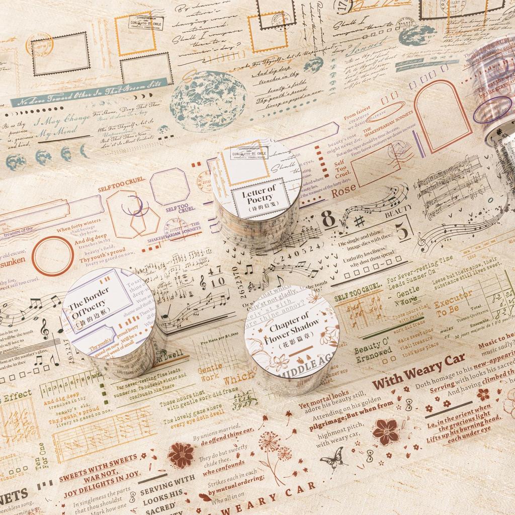 1pcs/1lot Decorative Adhesive tapes Fragments of Poetry masking tapes Junk Journal Scrapbooking stikcers DIY