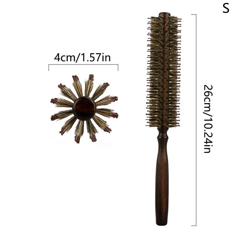 Straight Twill Hair Round Roller Wood Hair Brush Boar Bristle Nylon Hair Comb Anti Static Brush Blowing Curling Diy Hairdressing