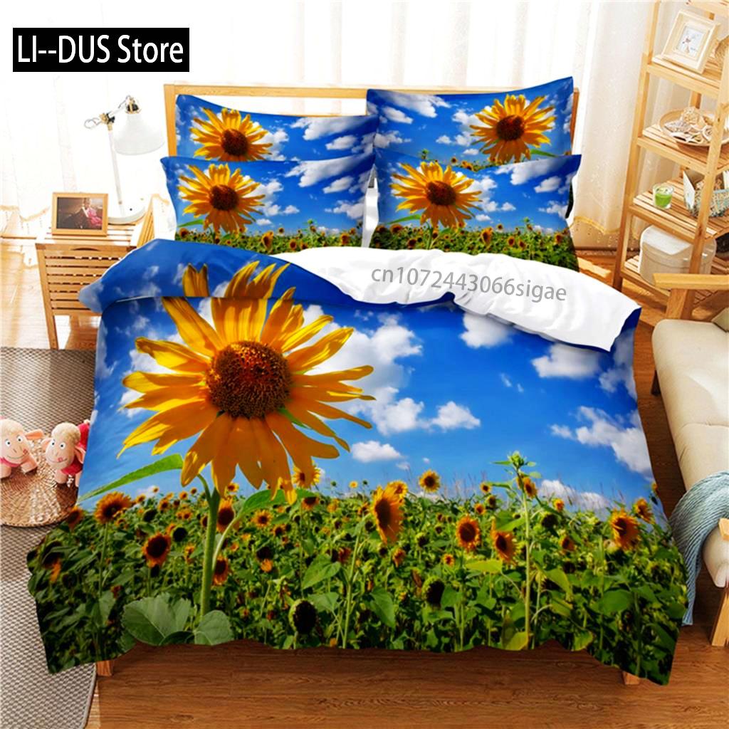 Beautiful SunFlower Bedding Set Duvet Cover Set 3d Bedding Digital Printing Queen Size Bedding Set Fashion Design