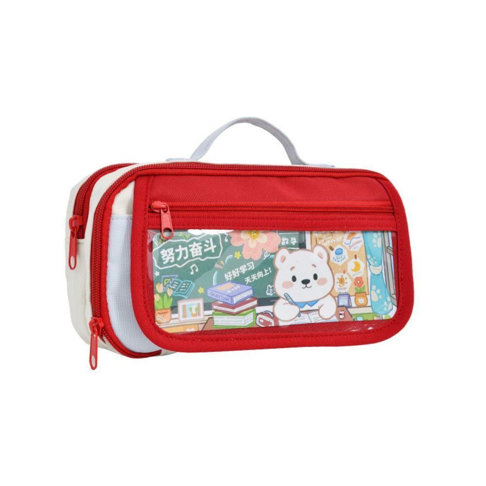 Bear 9 Layers Pencil Case Large Capacity Pen Organizer Pouch Trendy Pencil Storage Bag Kids Gift
